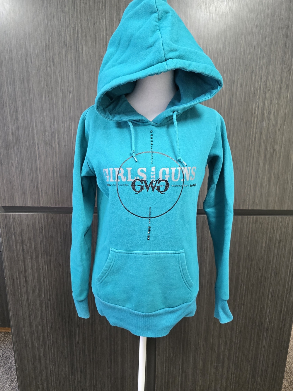 Girls With Guns GWG Teal Graphic Hoodie Rhinestone Western Hunting Sweatshirt